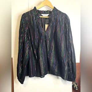 NWT Sugarhill Brighton Women’s Size 16 Sheer Multicolored “Electra” Shirred Top